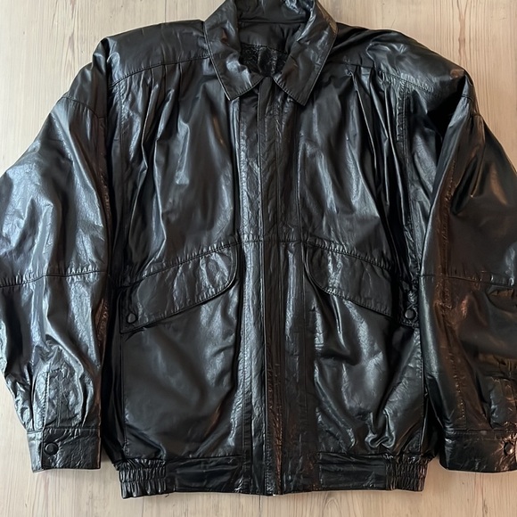 Black Kidskin Goat Leather Bomber Jacket XL - Picture 5 of 11